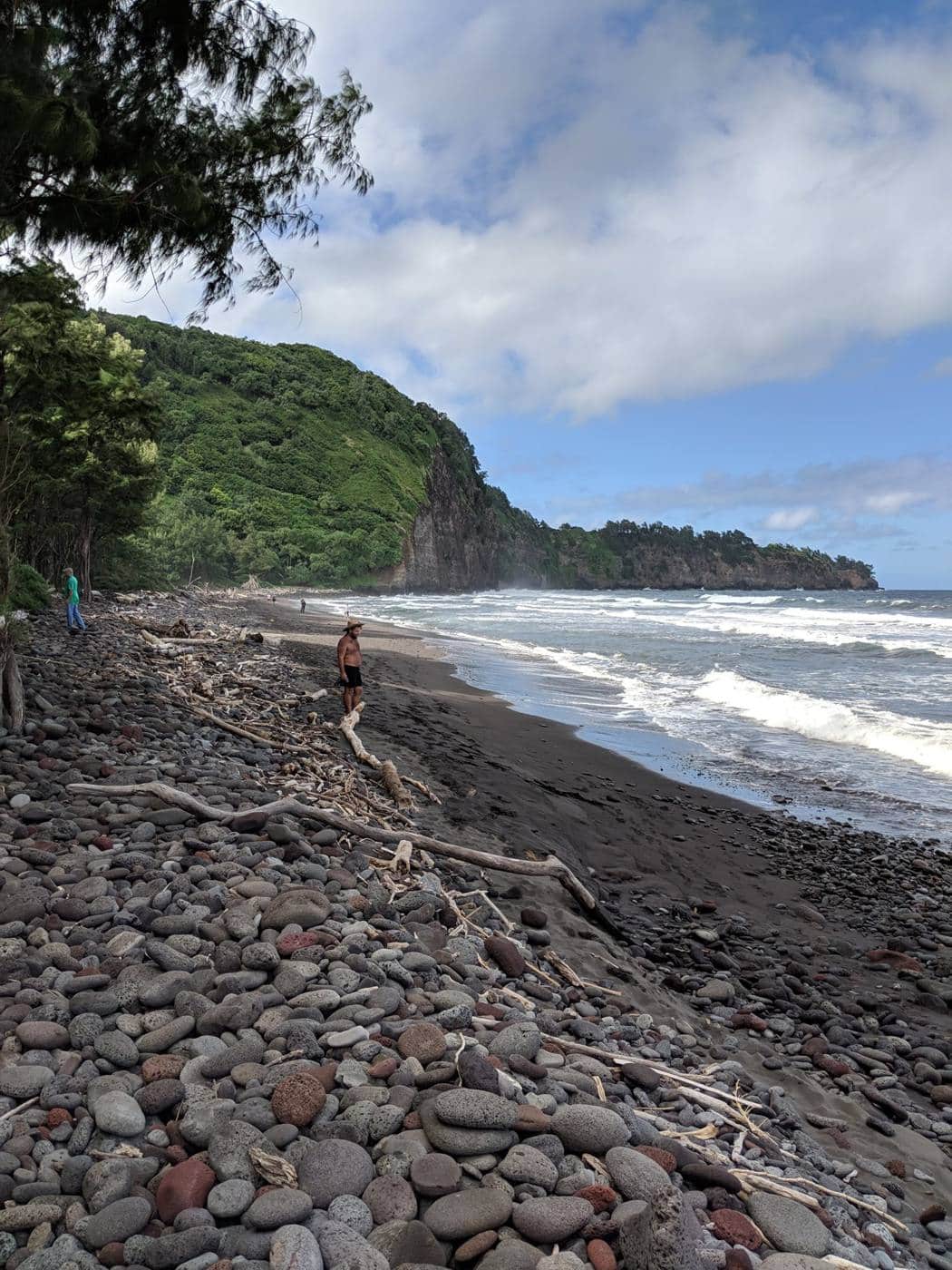 Pololu Beach black sand