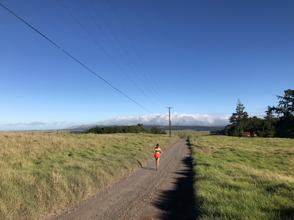 Runner on Saddle Road heading away from the camera